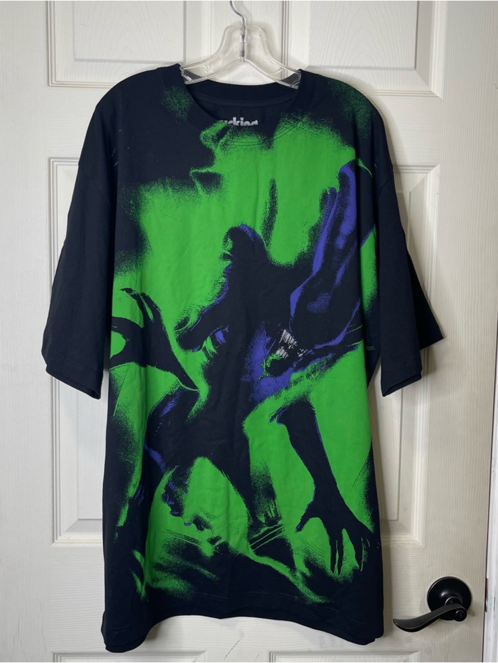 Rucking Fotten Alien Neon Green And Blac Mens Short Sleeve Sz 2XL